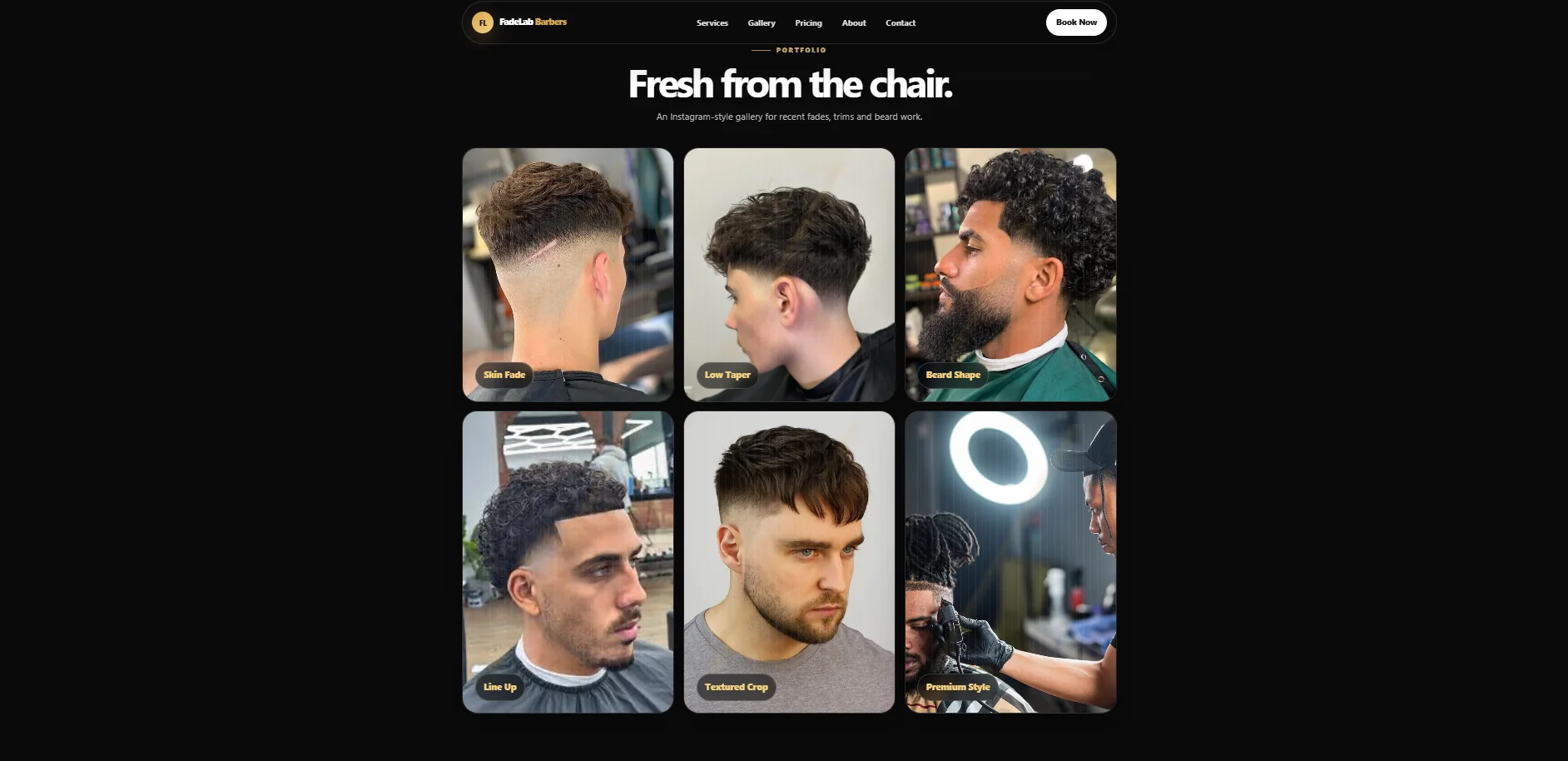 FadeLab Barbers website preview