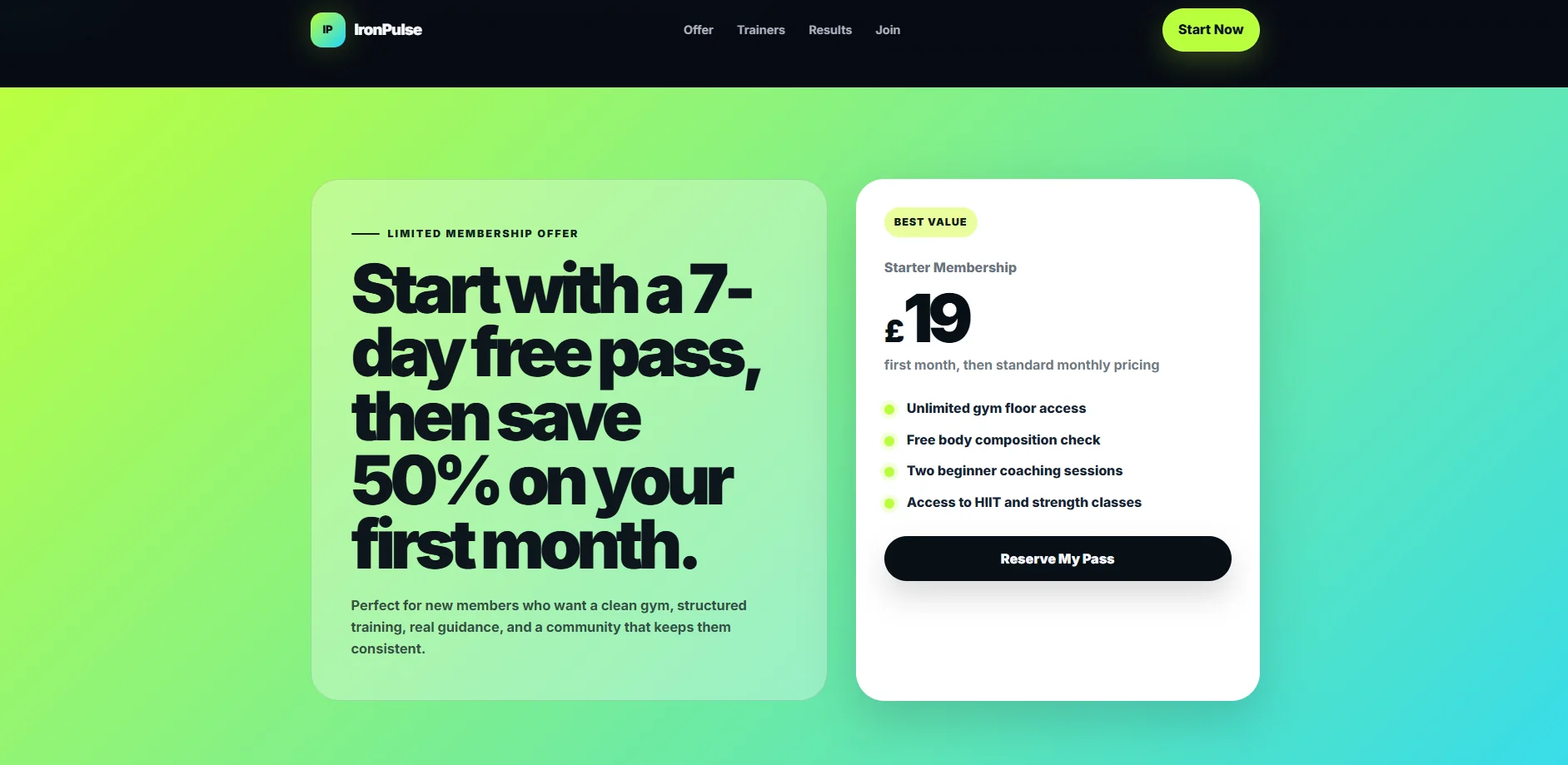 IronPulse Gym website preview